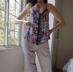 100% Silk Pretty Colors Flowers Print Women's Blouse